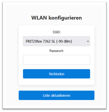 Webinterface zur Anzeige des Füllstands
